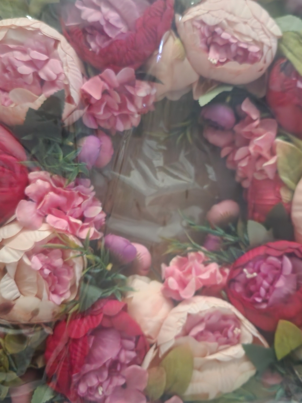 Pink & Red Peony Faux Floral Wreath - Elegant Home Accent - Picture 9 of 9